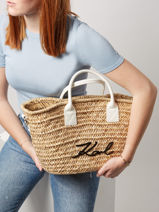 Rieten Handtas K Signature Basket Karl lagerfeld Beige k signature 221W3081-vue-porte