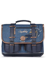 Boekentas Meisje 2 Compartimenten Cameleon Blauw vintage fantasy CA38