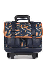 Boekentas Op Wieltjes 2 Compartimenten Cameleon Blauw vintage urban CR38