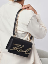 Cross Body Tas K/signature Leder Karl lagerfeld Zwart k signature 225W3041-vue-porte