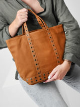 Handtas Cabas Cuir Leder Vanessa bruno Beige cabas cuir 22V40413-vue-porte