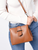 Cross Body Tas Caviar Leder Milano Bruin caviar CA19112-vue-porte