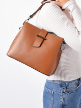 Schoudertas Caviar Leder Milano Bruin caviar CA19113-vue-porte