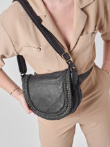 Cross Body Tas Heritage Leder Biba Zwart heritage WIK1L-vue-porte