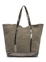 Handtas M++ Le Cabas Linnen Pailletten Vanessa bruno Groen cabas lin 31V40315