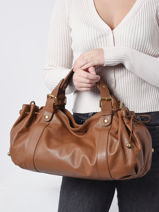Schoudertas Icone Leder Gerard darel Bruin icone F410-vue-porte