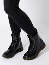 Enkellaarsjes 1460 Black Distressed Patent Uit Leder Dr martens Zwart women 27774001-vue-porte