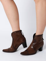 Daisy Enkellaarsjes Met Hak Uit Leder Dorking Bruin women D6034-vue-porte