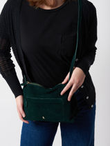 Cross Body Tas Daim Leder Craie Groen daim LOGIQUE-vue-porte