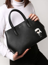 Handtas K Ikonik 2.0 Leder Karl lagerfeld Zwart k ikonic 2.0 230W3041-vue-porte