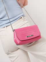 Longchamp Roseau Croco Cross bodytas Roze-vue-porte