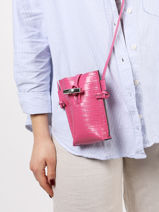 Longchamp Roseau Croco Etui ipod/cd Roze-vue-porte