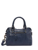 Cross Body Tas Cow Leder Basilic pepper Blauw cow BCOW57