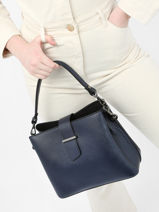 Schoudertas Caviar Leder Milano Blauw caviar CA19113-vue-porte