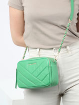 Cross Body Tas Soft Matelass Leder Lancaster Groen soft matelasse 22-vue-porte