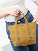 Handtas Cabas Cuir Leder Vanessa bruno Geel cabas cuir 22V40435-vue-porte