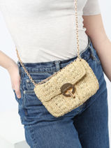 Cross Body Tas Moon Raphia Vanessa bruno Beige moon raphia 91V40326-vue-porte