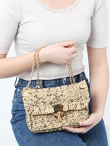 Cross Body Tas Moon Raphia Vanessa bruno Beige moon raphia 24V40533-vue-porte