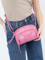 Cross Body Tas Pop Leder Basilic pepper Roze pop BPOC46-vue-porte