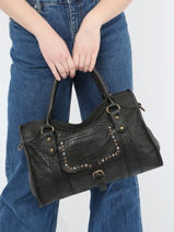 Handtas Stone Leder Basilic pepper Zwart stone BSTN22-vue-porte