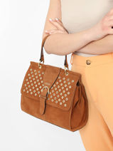 Handtas L Ethnique Leder Etrier Bruin ethnique EETH001L-vue-porte