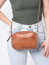 Cross Body Tas Bodil Leder Pieces Bruin bodil 17135893-vue-porte