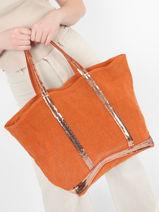 Schoudertas Met Rits L Le Cabas Linnen Vanessa bruno Oranje cabas lin 31V40409-vue-porte