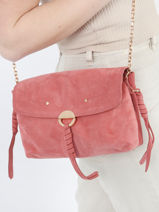 Cross Body Tas M Othilia Sude Leder Vanessa bruno Roze othilia 55V40815-vue-porte