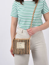 Cross Body Tas Iguazu Stro Les tropeziennes Zwart iguazu TZ03-vue-porte