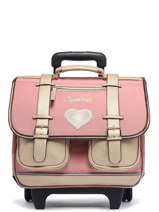 Boekentas Op Wieltjes Kinderen 2 Compartimenten Cameleon Roze vintage fantasy CR38
