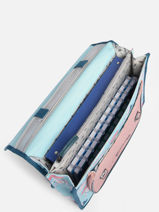 Boekentas Kind 2 Compartimenten Cameleon Blauw retro CA38-vue-porte