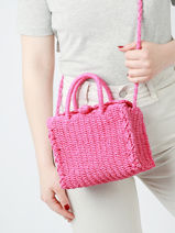 Handtas Beach Stro Miniprix Roze beach 925-vue-porte