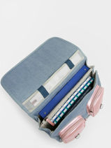 Boekentas Op Wieltjes Kinderen 2 Compartimenten Cameleon Blauw vintage fantasy CR38-vue-porte