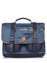 Boekentas Meisje 3 Compartimenten Cameleon Blauw vintage fantasy PBVGCA41