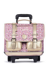 Boekentas Op Wieltjes Meisje 2 Compartimenten Cameleon Roze vintage fantasy PBVGCR38