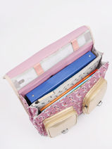 Boekentas Op Wieltjes Meisje 2 Compartimenten Cameleon Roze vintage fantasy PBVGCR38-vue-porte