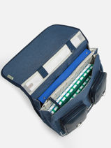 Boekentas Op Wieltjes 3 Compartimenten Cameleon Blauw vintage color CR38-vue-porte