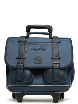 Boekentas Op Wieltjes 3 Compartimenten Cameleon Blauw vintage color CR38