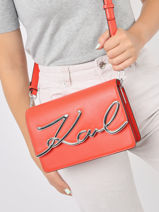 Schoudertas K Signature Leder Karl lagerfeld Oranje k signature 235W3061-vue-porte