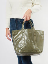 Handtas Cabas Cuir Leder Vanessa bruno Beige cabas cuir 82V40413-vue-porte