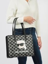 Schoudertas K Ikonic 2.0 Leder Karl lagerfeld Zwart k ikonic 2.0 235W3091-vue-porte