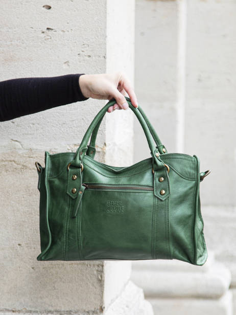 Handtas Cow Leder Basilic pepper Groen cow BCOW22