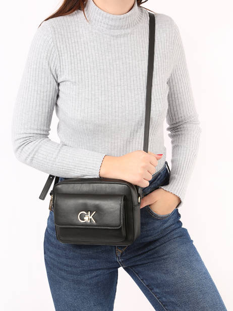Cross Body Tas Re-lock Gerecycleerd Polyester Calvin klein jeans Zwart re-lock K611083 ander zicht 1