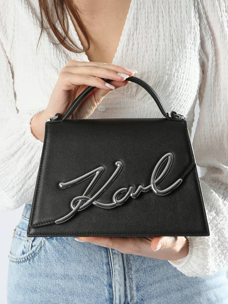 Cross Body Tas K Signature Leder Karl lagerfeld Zwart k signature 240W3003 ander zicht 1