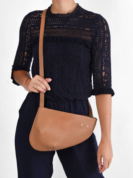 Cross Body Tas Large City Perle Leder Nathan baume Bruin n city 1 ander zicht 1