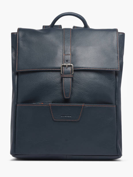 Business Rugzak Foulonné 2 Compartimenten Leder Etrier Blauw foulonne EFOU8092