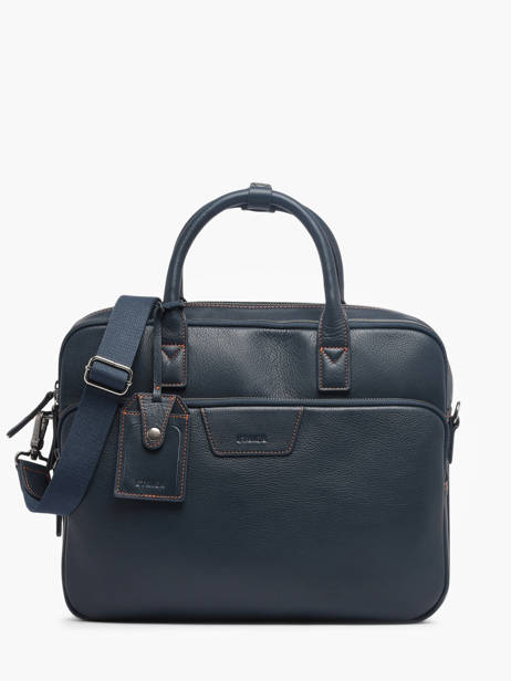 Documententas 2 Compartimenten Foulonné Leder Etrier Blauw foulonne EFOU8152
