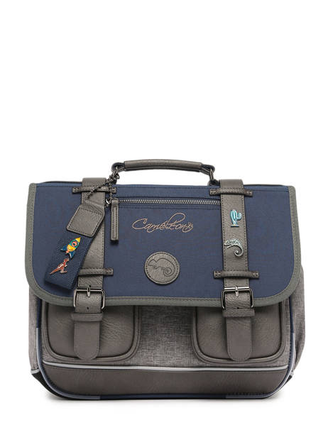 Boekentas 2 Compartimenten Cameleon Violet vintage pin's 28345-24 ander zicht 7