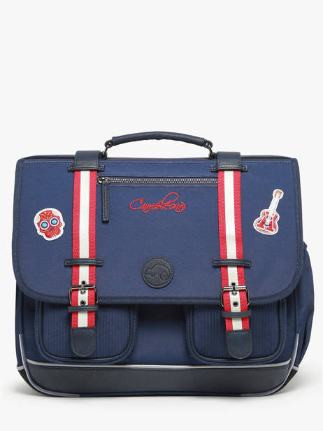 Boekentas 3 Compartimenten Cameleon Blauw vintage family boulanger CA41