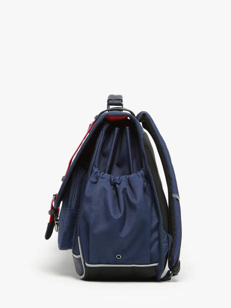 Boekentas 3 Compartimenten Cameleon Blauw vintage family boulanger CA41 ander zicht 2